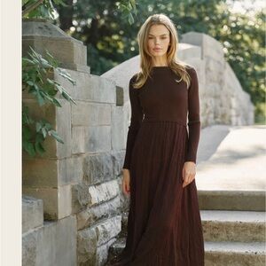 Elegant Brown Long Sleeve Dress